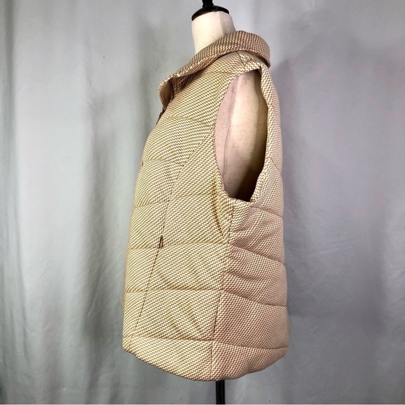 Coldwater Creek puffer vest cream camel zig zag jersey knit XL - Picture 7 of 11